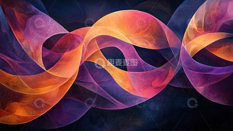 高清大图下载【趣麦麦图】抽象色彩流动线条背景
