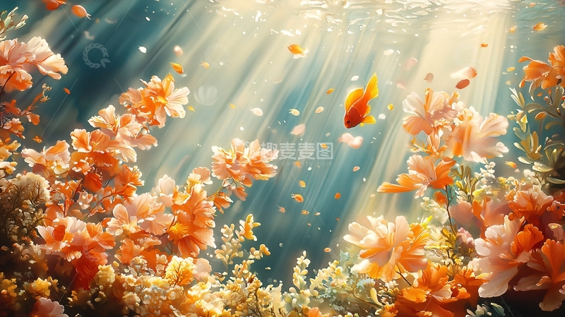 高清大图下载【趣麦麦图】海底花海与金鱼