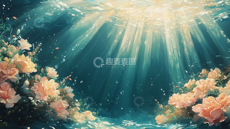 高清大图下载【趣麦麦图】海底阳光下的花海