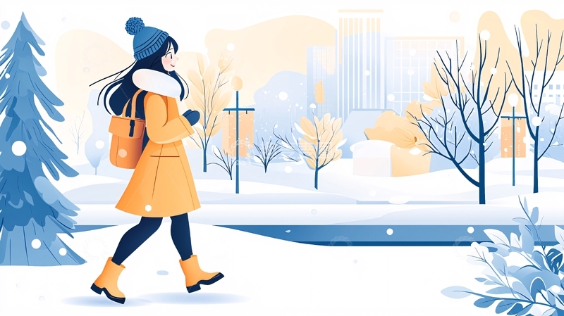 高清大图下载【趣麦麦图】冬日城市漫步的女孩