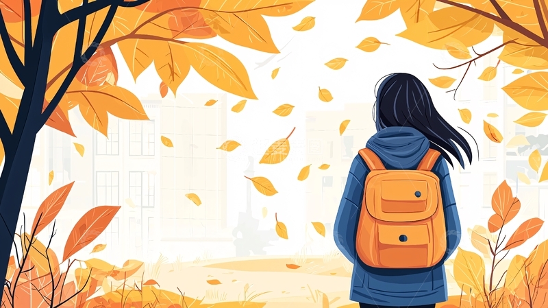 高清大图下载【趣麦麦图】秋日少女的背影