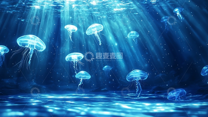 高清大图下载【趣麦麦图】海底漂浮的水母群