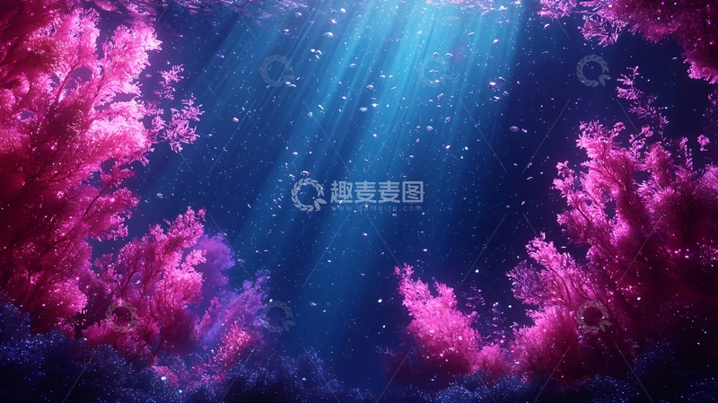 高清大图下载【趣麦麦图】梦幻海底珊瑚礁光束