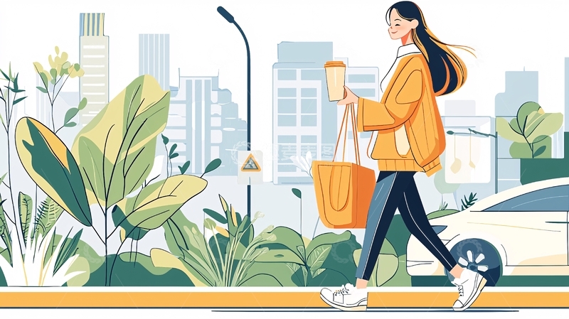 高清大图下载【趣麦麦图】购物女子城市漫步