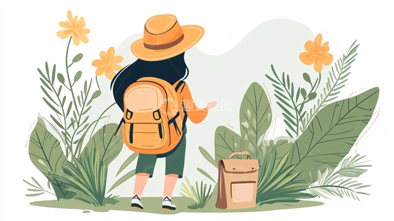 高清大图下载【趣麦麦图】徒步旅行的女孩背影