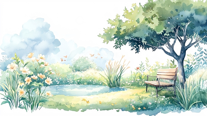 高清大图下载【趣麦麦图】水彩风格的宁静花园