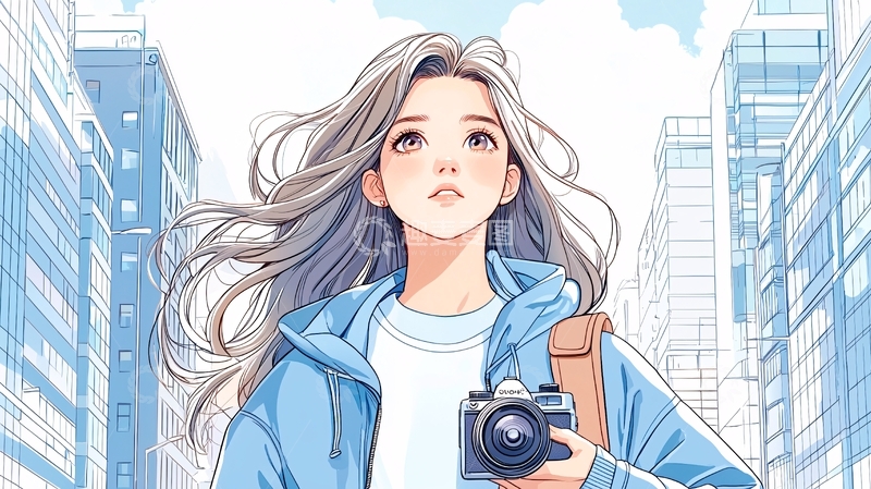 高清大图下载【趣麦麦图】动漫少女在城市旅行