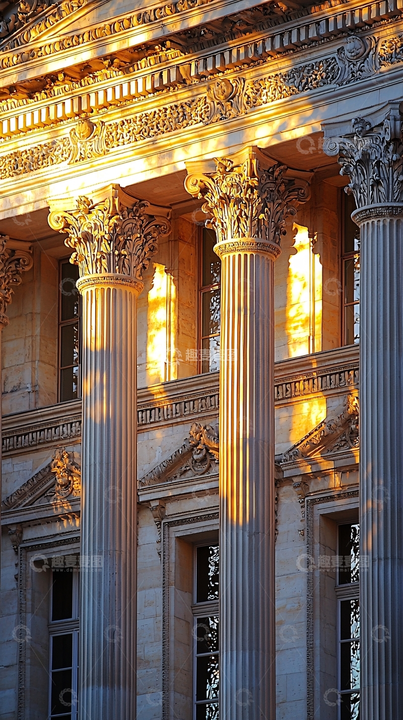 高清大图下载【趣麦麦图】古典建筑柱子光影效果