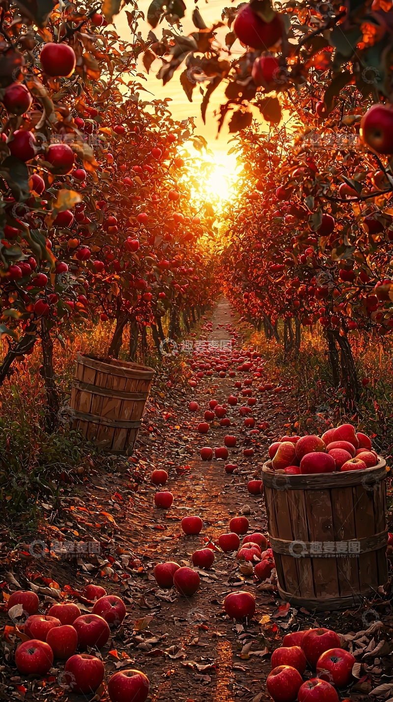 高清大图下载【趣麦麦图】秋日果园苹果丰收景象