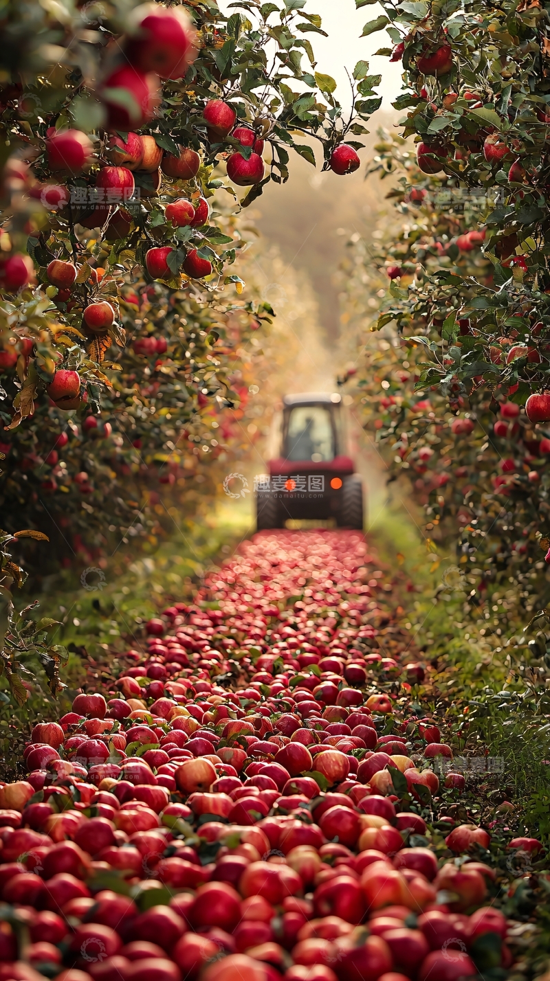 高清大图下载【趣麦麦图】-苹果收获季节的果园