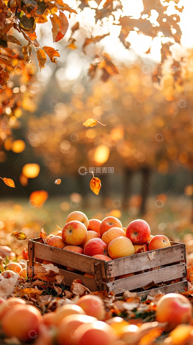 高清大图下载【趣麦麦图】秋日丰收苹果箱