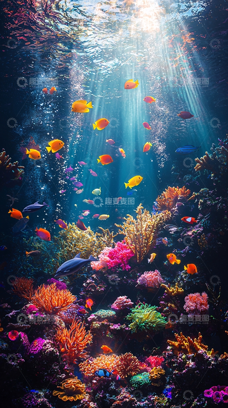 高清大图下载【趣麦麦图】海底世界珊瑚鱼群