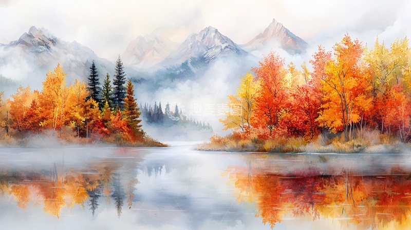 高清大图下载【趣麦麦图】秋色湖光山色