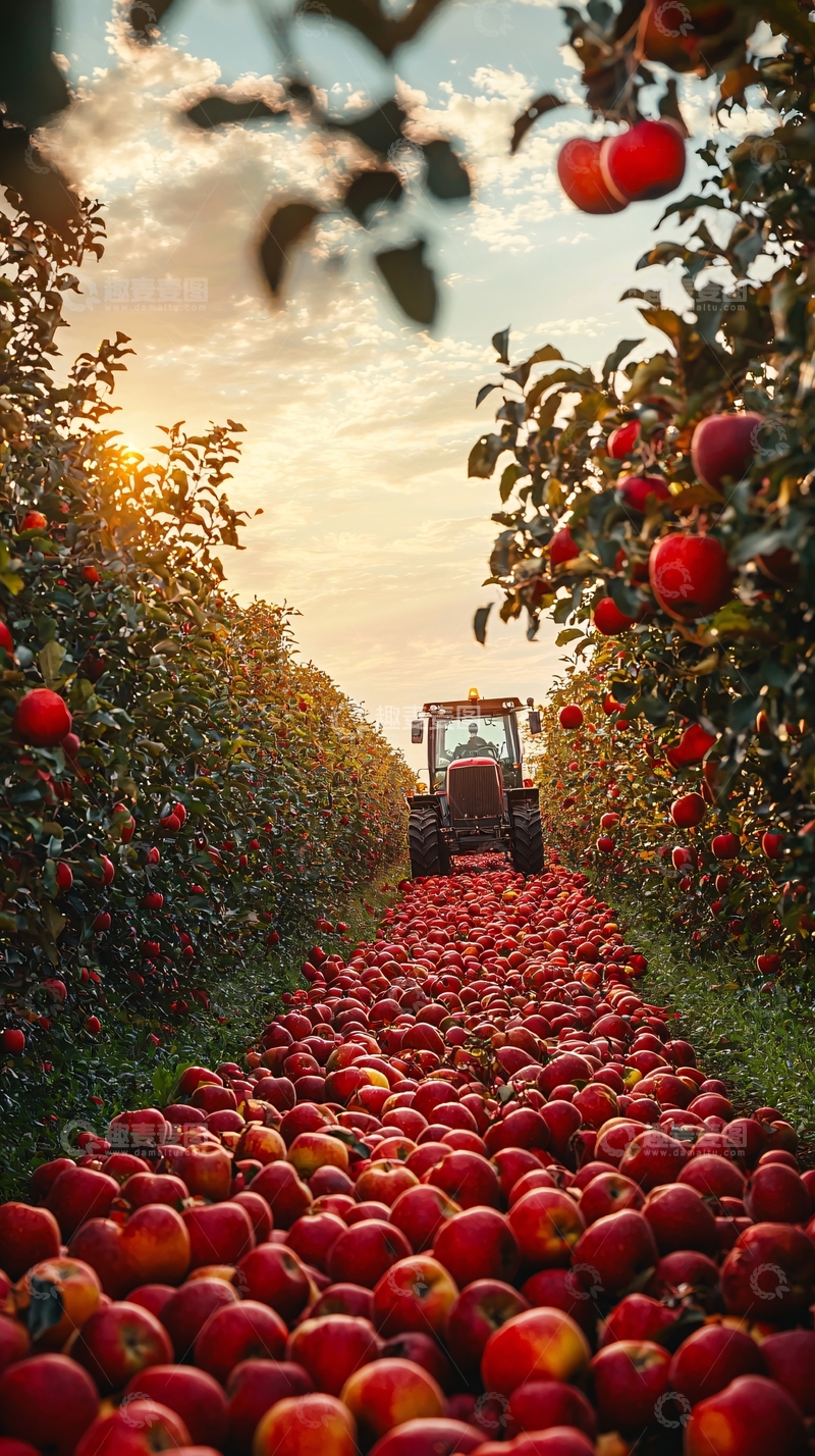 高清大图下载【趣麦麦图】苹果收获季节的果园