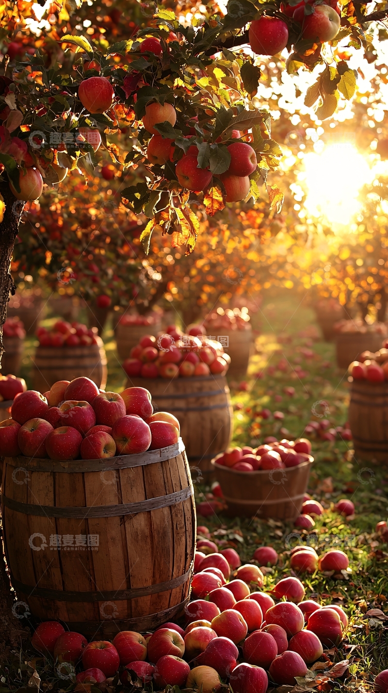 高清大图下载【趣麦麦图】秋日果园丰收苹果