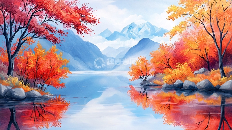 高清大图下载【趣麦麦图】秋日湖畔山景