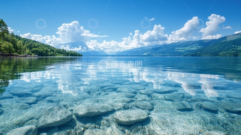高清大图下载【趣麦麦图】清澈湖面山景倒影