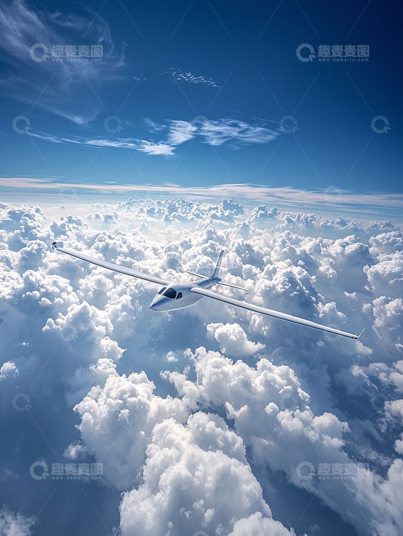 高清大图下载【趣麦麦图】飞机穿梭云层之上