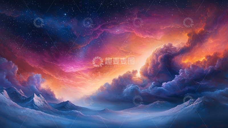 高清大图下载【趣麦麦图】绚丽星云云雾背景