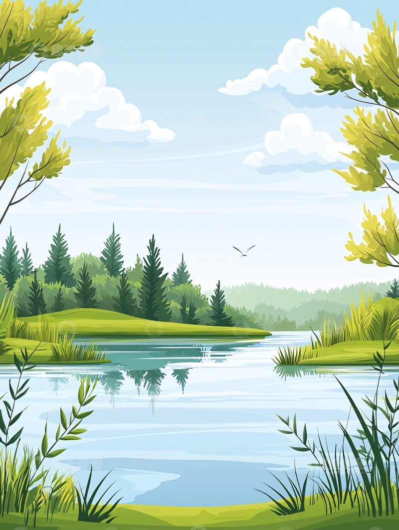 高清大图下载【趣麦麦图】宁静湖畔自然风光