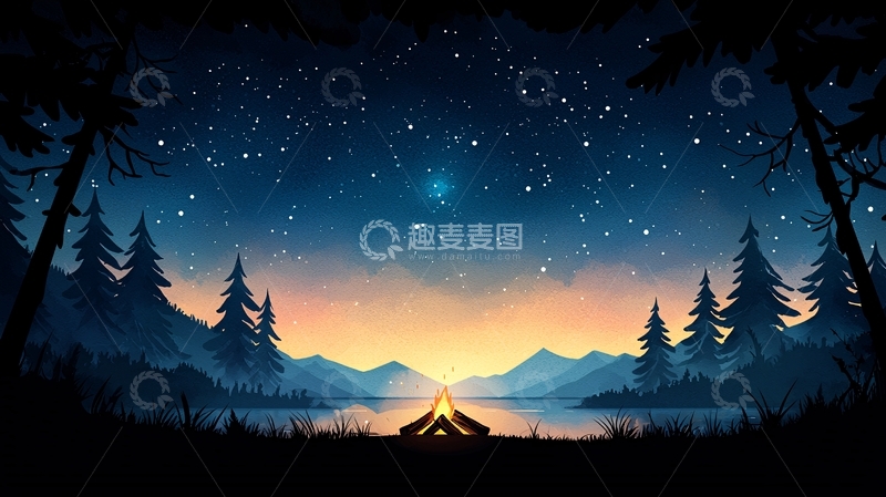 高清大图下载【趣麦麦图】星空湖畔营地