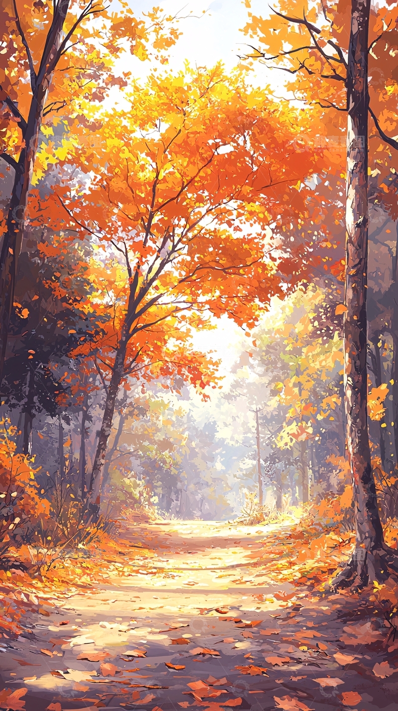 高清大图下载【趣麦麦图】秋日森林小径12