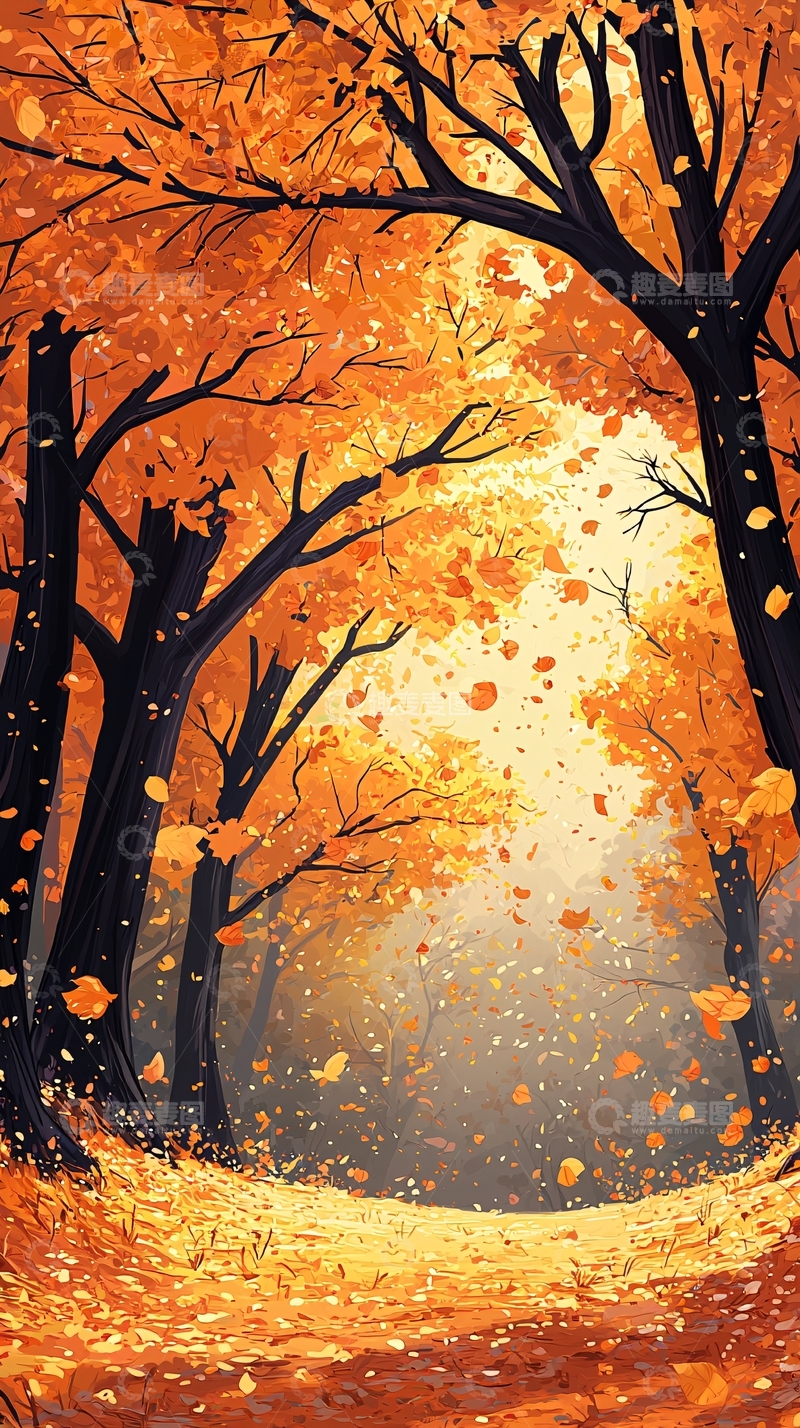 高清大图下载【趣麦麦图】秋日森林落叶风景