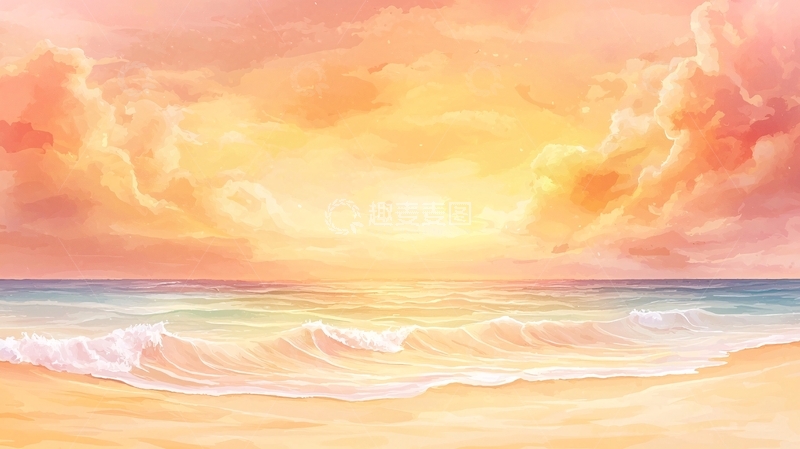 高清大图下载【趣麦麦图】海边柔和日出