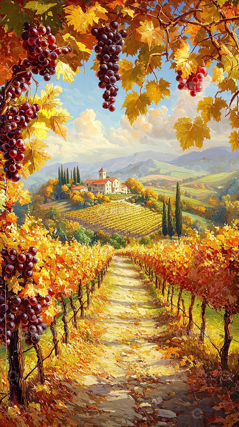 高清大图下载【趣麦麦图】秋日葡萄园风景