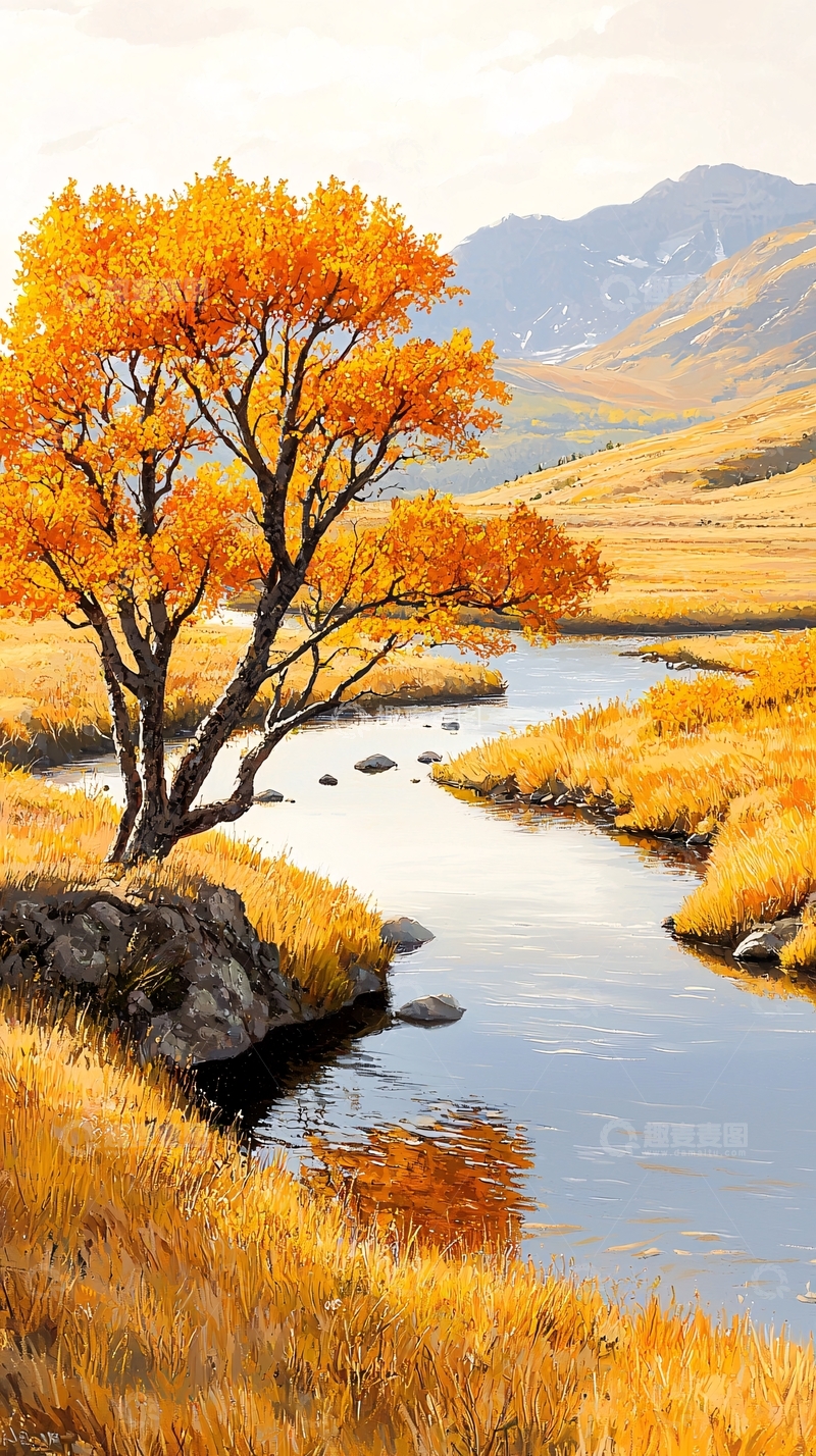 高清大图下载【趣麦麦图】秋日山间小溪风景