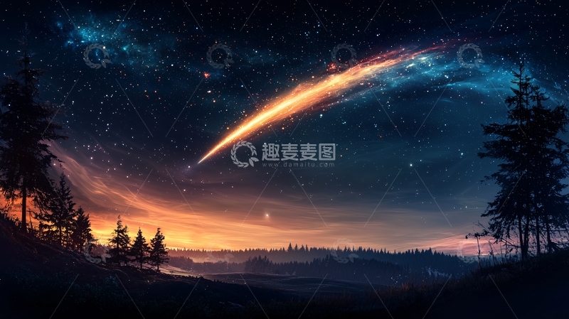 高清大图下载【趣麦麦图】流星划过夜空7