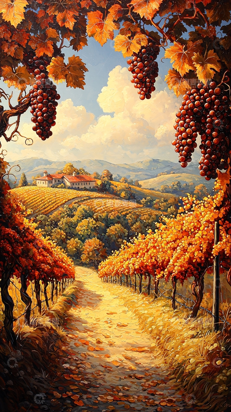 高清大图下载【趣麦麦图】秋日葡萄园风景