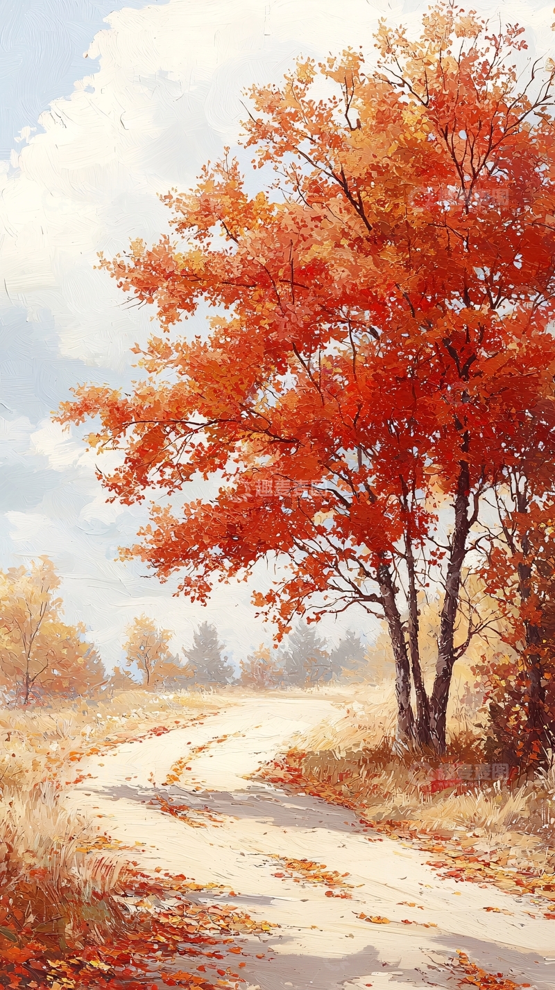 高清大图下载【趣麦麦图】秋日乡间小路风景画