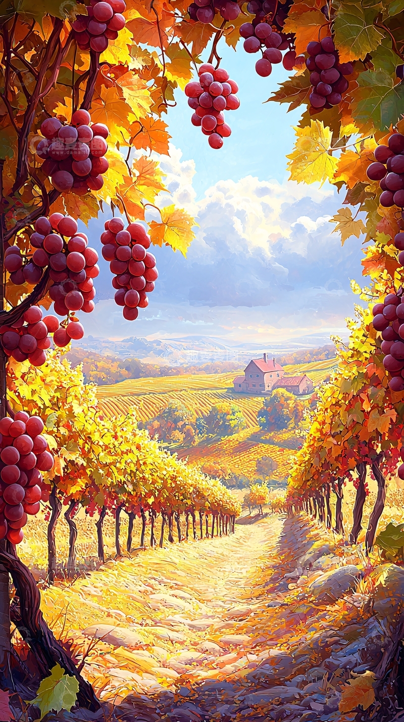 高清大图下载【趣麦麦图】秋日葡萄园风景