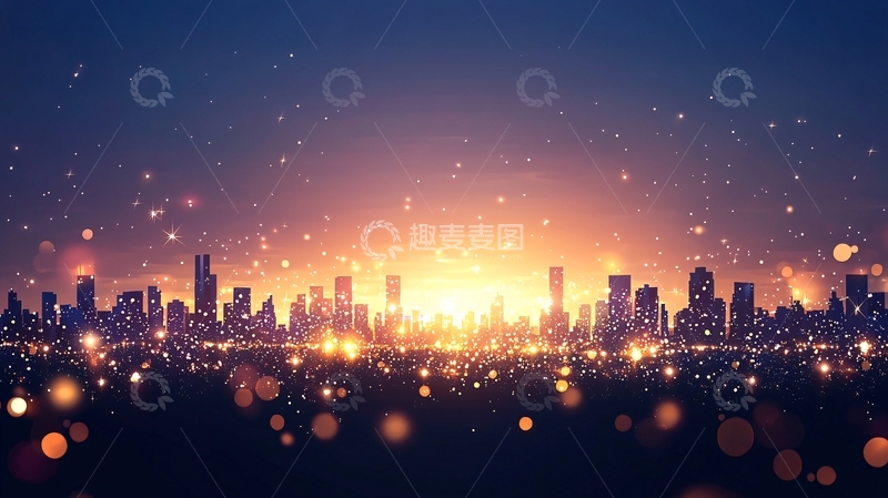 高清大图下载【趣麦麦图】城市夜景星光闪烁