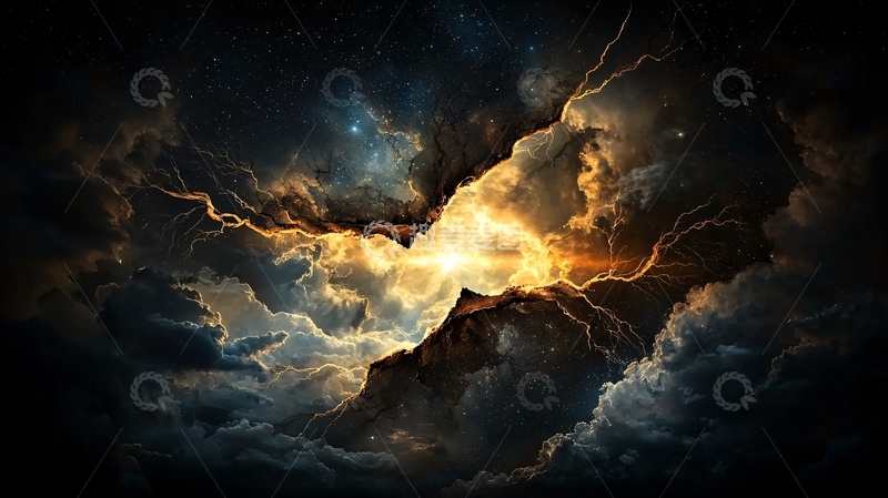 高清大图下载【趣麦麦图】雷云中闪耀着光芒