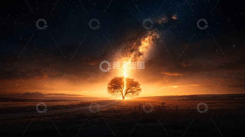 高清大图下载【趣麦麦图】燃烧的树在荒野中