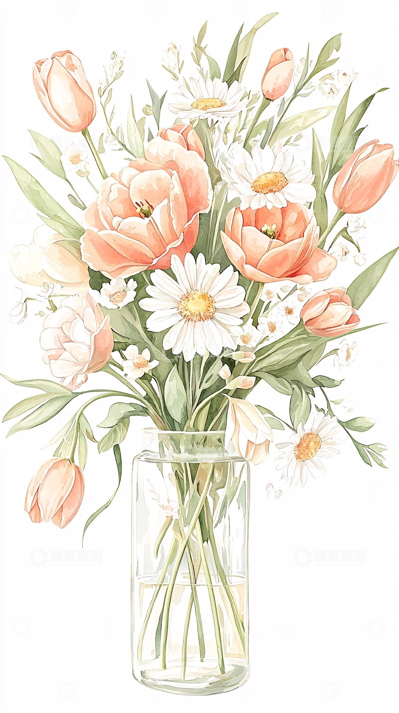 高清大图下载【趣麦麦图】清新花卉插画素材