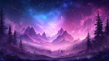 星空下的紫色山脉