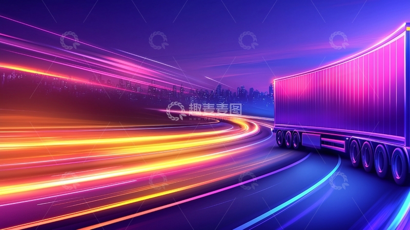 高清大图下载【趣麦麦图】-夜晚高速公路上的卡车