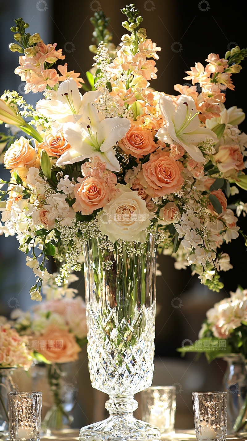 高清大图下载【趣麦麦图】优雅婚礼花瓶插花布置