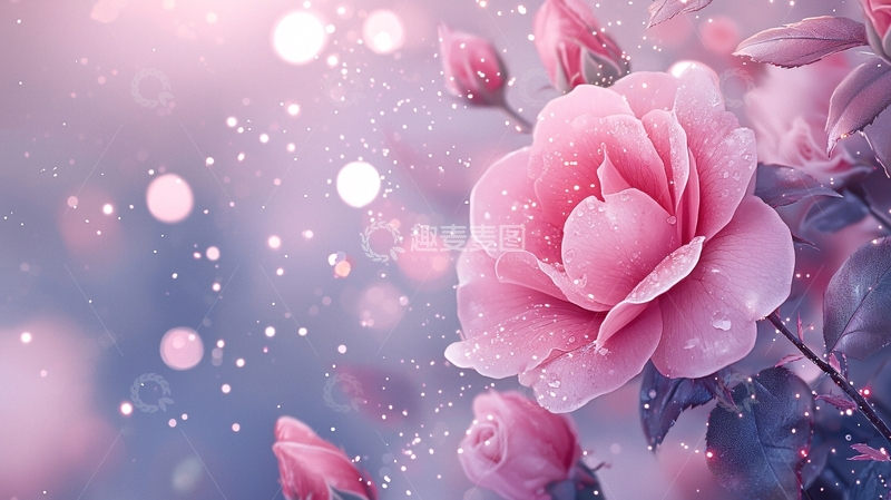 高清大图下载【趣麦麦图】粉色玫瑰花浪漫背景图