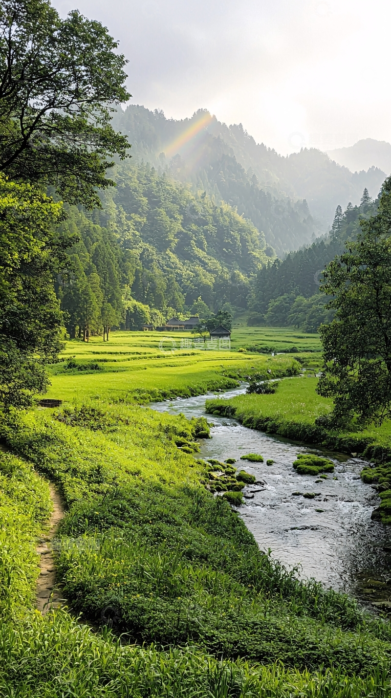 高清大图下载【趣麦麦图】青山绿水田园风光