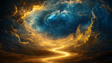 宇宙星云的金色通道