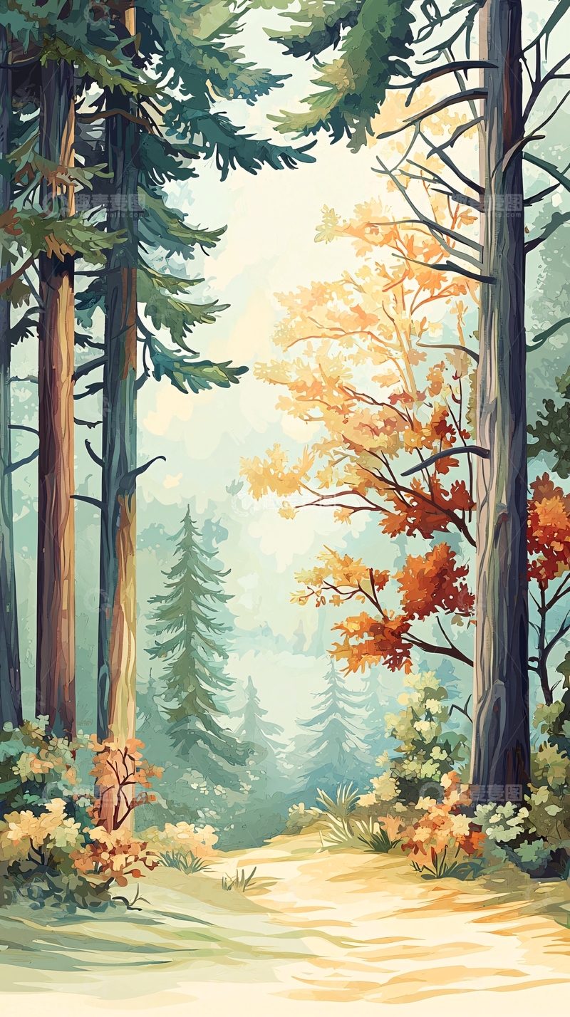 高清大图下载【趣麦麦图】秋日森林小径14