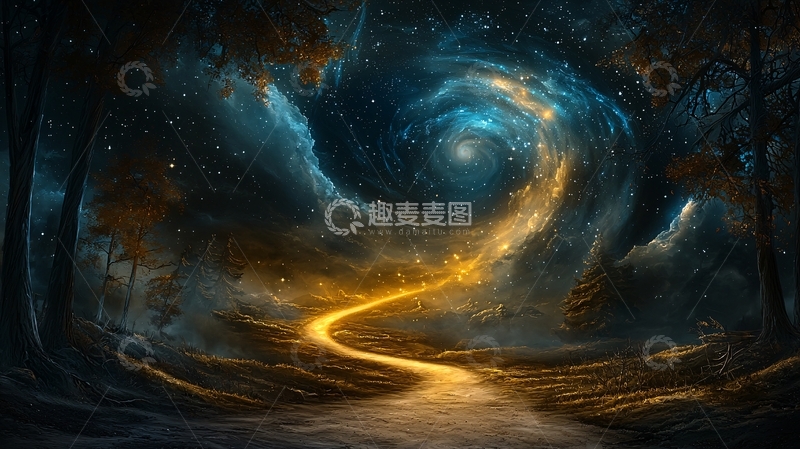 高清大图下载【趣麦麦图】梦幻森林中的光路