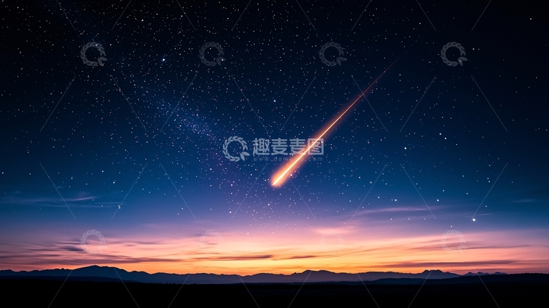 高清大图下载【趣麦麦图】夜空流星划过天际