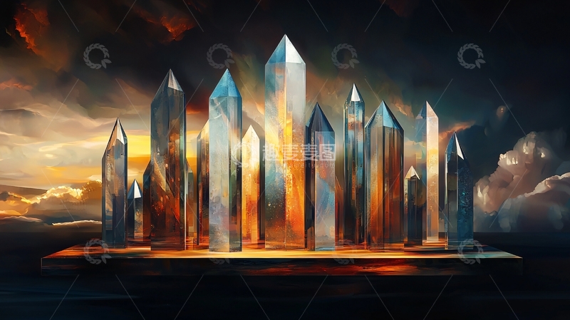 高清大图下载【趣麦麦图】未来城市水晶群