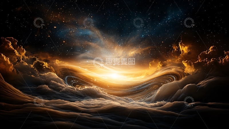 高清大图下载【趣麦麦图】壮丽星空下的云海