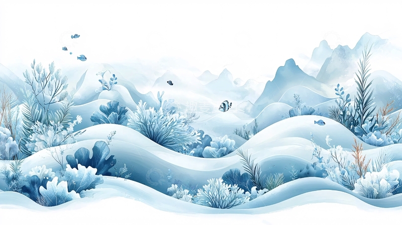 高清大图下载【趣麦麦图】冬日雪景下的海洋生物